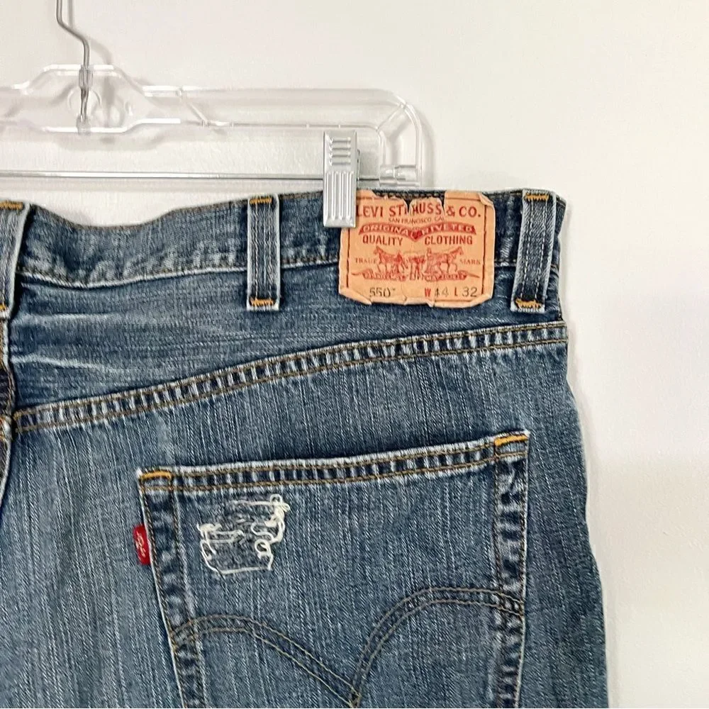 Levi’s 550 Deconstructed Jean Denim Shorts XXL 44 Waist High Rise Mom Jean
